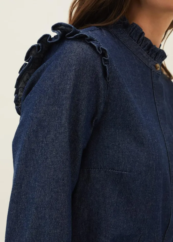 Phase Eight Dresses Saige Denim Frill Detail Dress Indigo 8211 Women