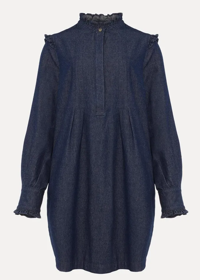 Phase Eight Dresses Saige Denim Frill Detail Dress Indigo 8211 Women