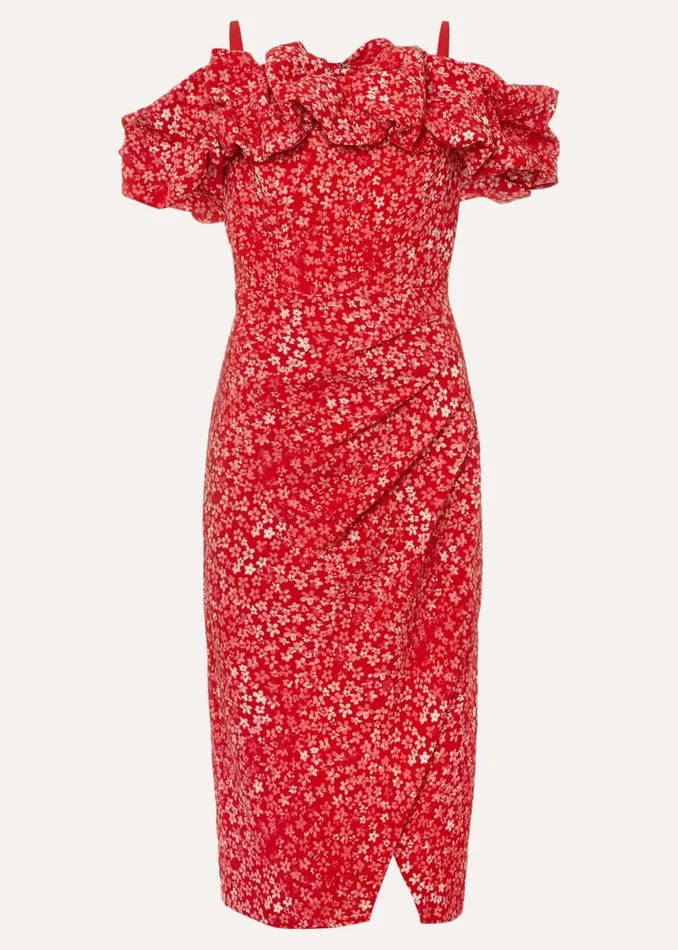Phase Eight Dresses Senita Off Shoulder Ditsy Dress Redmulti 8211 Women