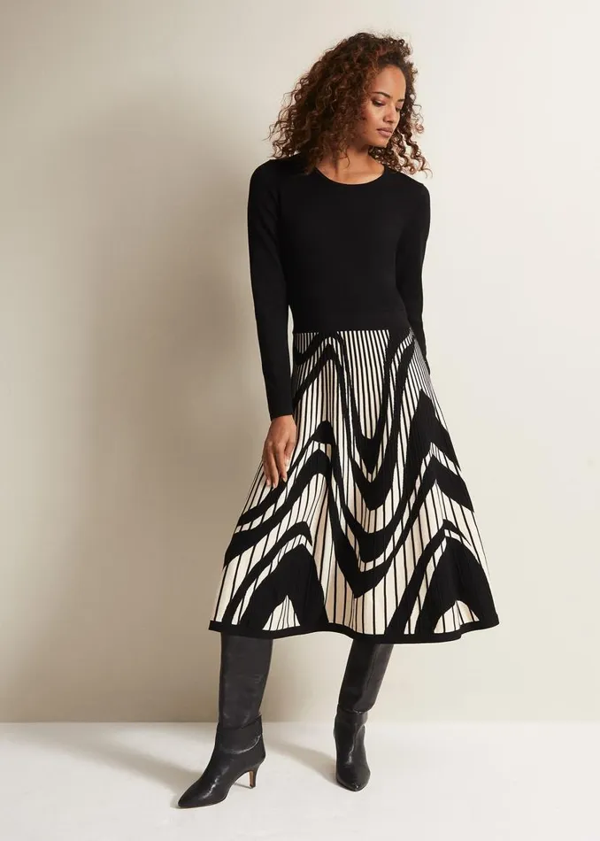 Phase Eight Dresses Silvia Fit And Flare Midi Dress Blackivory 8211 Women