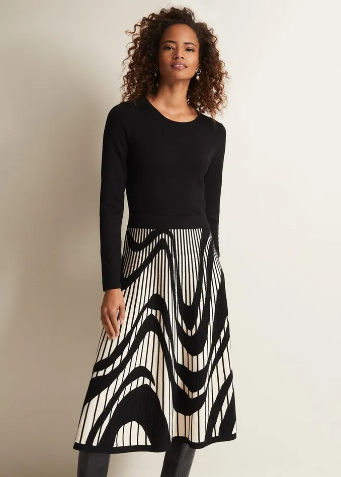 Phase Eight Dresses Silvia Fit And Flare Midi Dress Blackivory 8211 Women