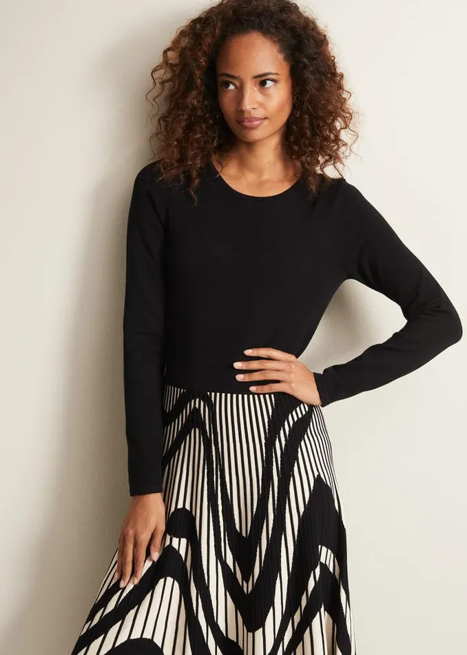 Phase Eight Dresses Silvia Fit And Flare Midi Dress Blackivory 8211 Women