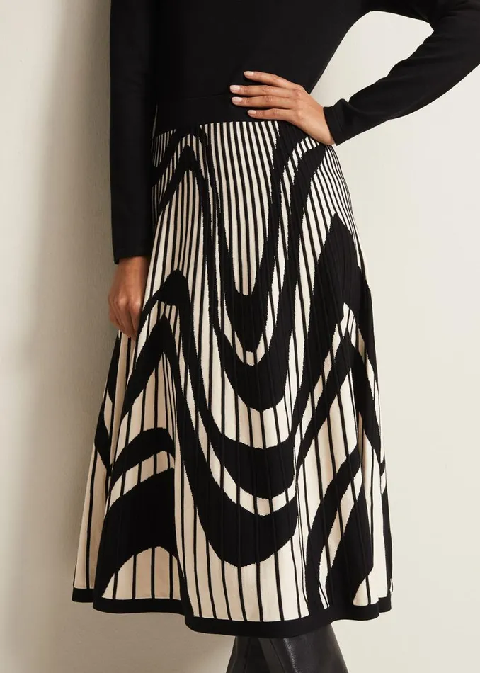 Phase Eight Dresses Silvia Fit And Flare Midi Dress Blackivory 8211 Women