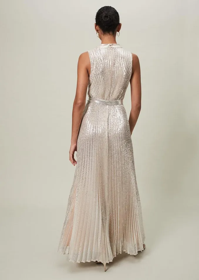 Phase Eight Dresses Simara Sequin Maxi Dress Soft Gold 8211 Women
