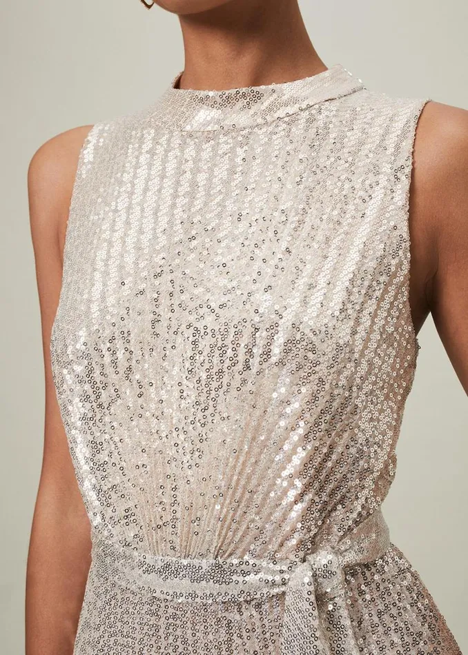 Phase Eight Dresses Simara Sequin Maxi Dress Soft Gold 8211 Women