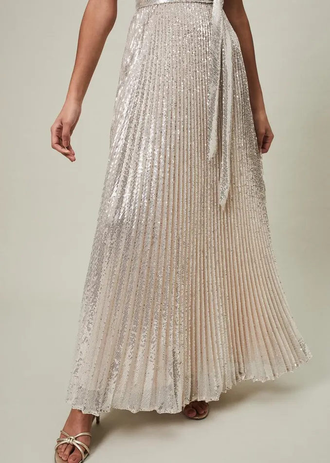 Phase Eight Dresses Simara Sequin Maxi Dress Soft Gold 8211 Women
