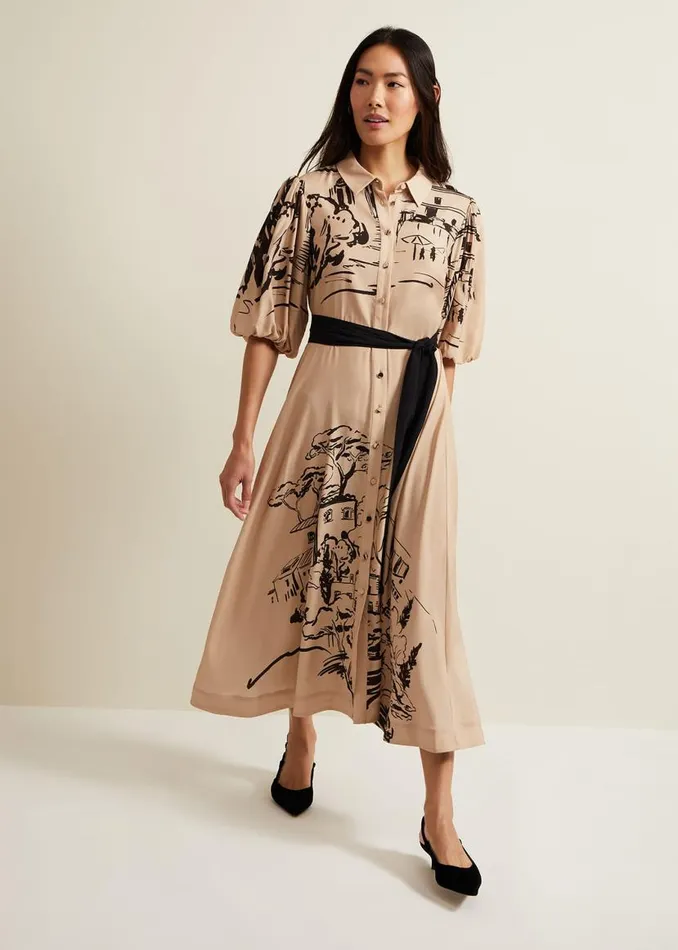 Phase Eight Dresses Tammy Puff Sleeve Shirt Dress Cream 8211 Women