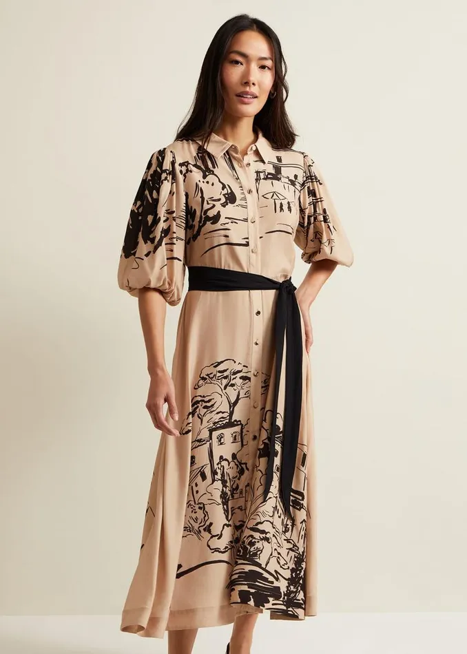 Phase Eight Dresses Tammy Puff Sleeve Shirt Dress Cream 8211 Women