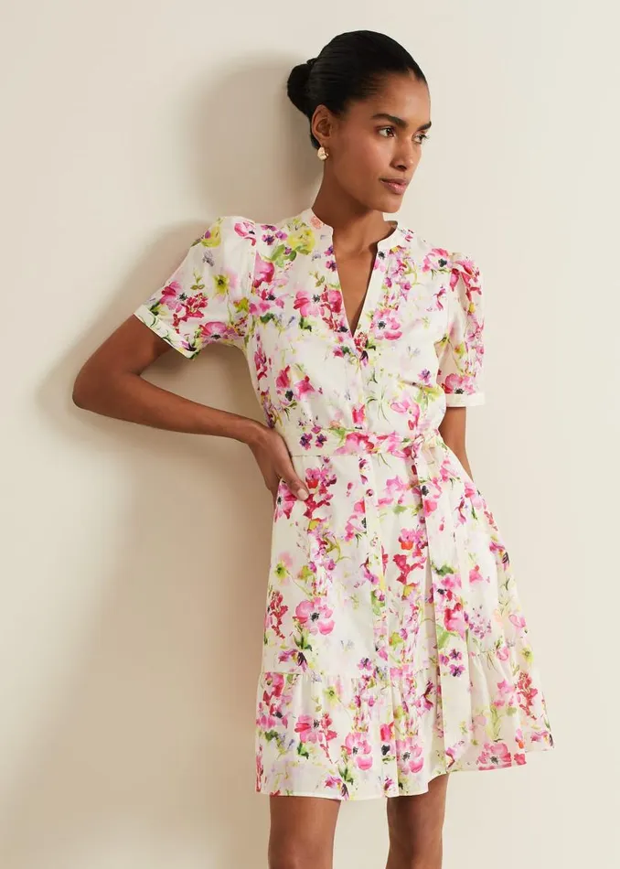 Phase Eight Dresses Velma Cotton Mini Dress Ivory 8211 Women