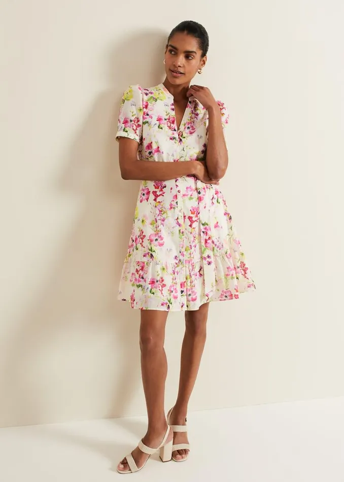 Phase Eight Dresses Velma Cotton Mini Dress Ivory 8211 Women