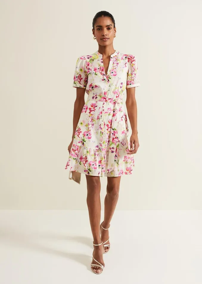 Phase Eight Dresses Velma Cotton Mini Dress Ivory 8211 Women