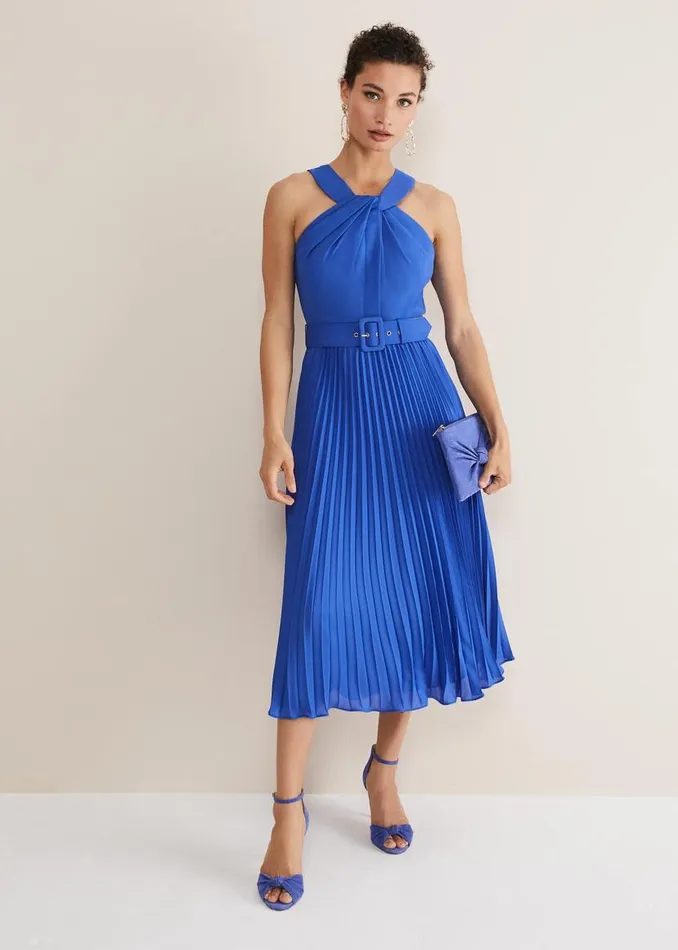 Phase Eight Dresses Yas Blue Halterneck Midi Dress Azure Blue 8211 Women