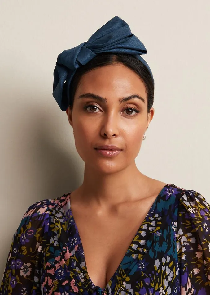 Phase Eight Fascinators and Hats Blue Silk Bow Headband Teal 8211 Women