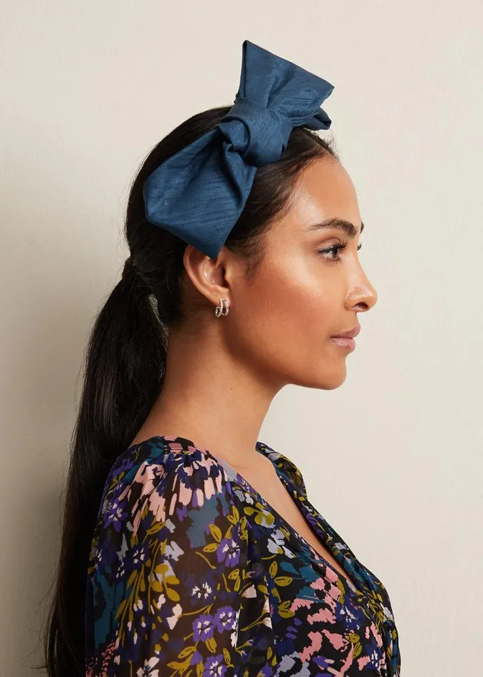 Phase Eight Fascinators and Hats Blue Silk Bow Headband Teal 8211 Women