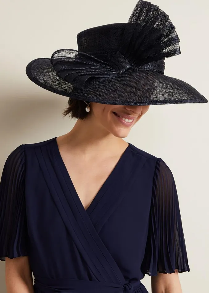 Phase Eight Fascinators and Hats Pleat Bow Hat Navy 8211 Women
