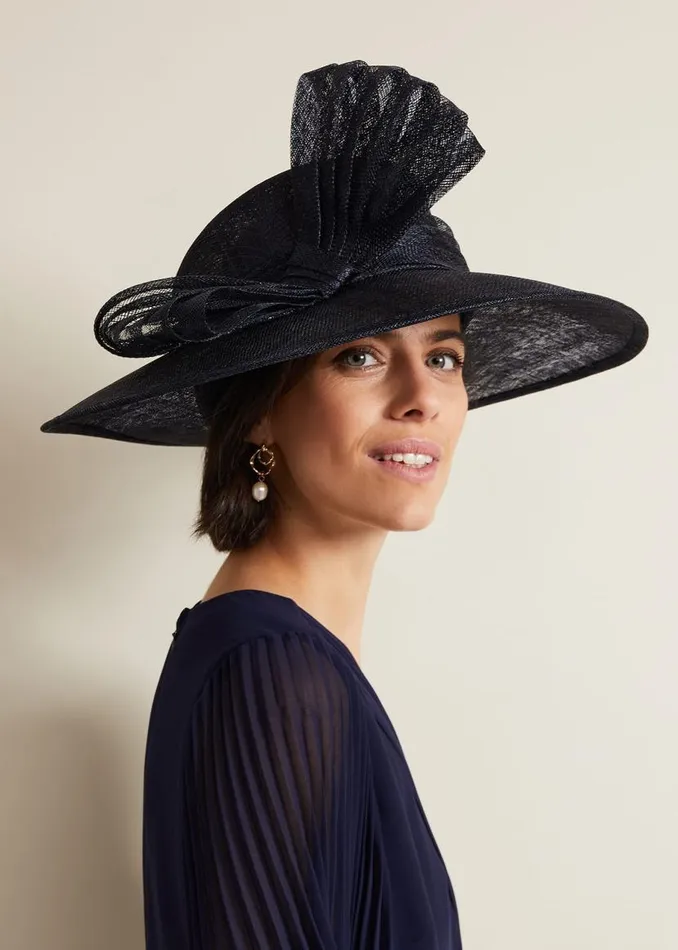 Phase Eight Fascinators and Hats Pleat Bow Hat Navy 8211 Women