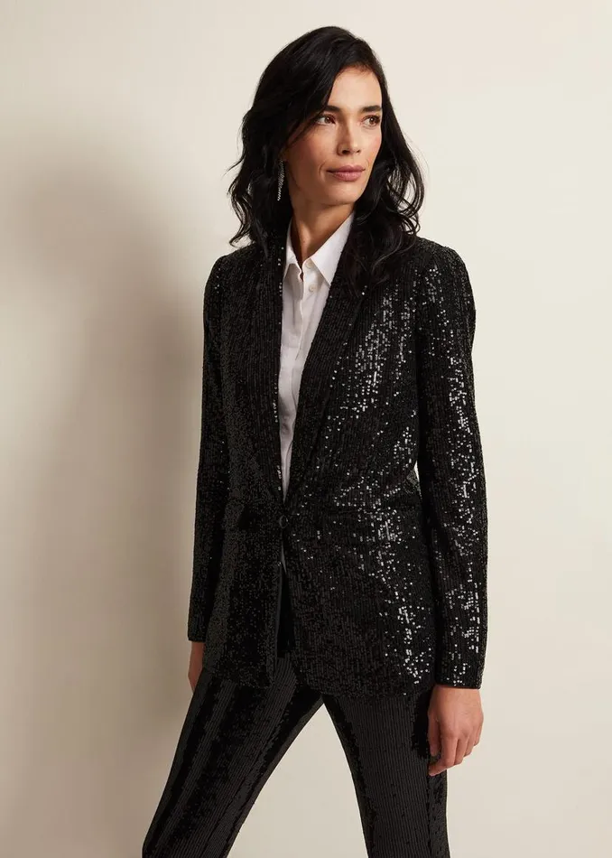 Phase Eight Jackets Ameera Sequin Soft Blazer Black 8211 Women