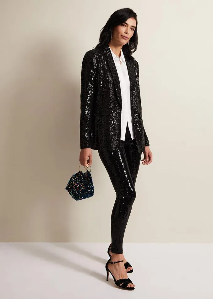 Phase Eight Jackets Ameera Sequin Soft Blazer Black 8211 Women