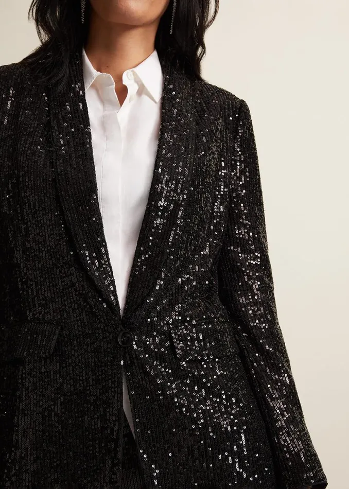 Phase Eight Jackets Ameera Sequin Soft Blazer Black 8211 Women