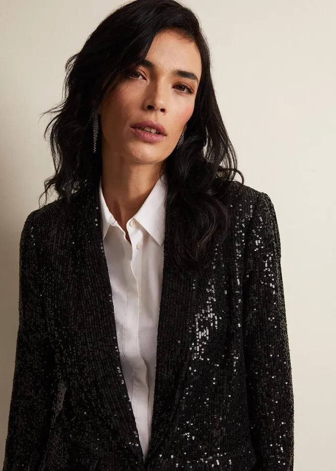 Phase Eight Jackets Ameera Sequin Soft Blazer Black 8211 Women