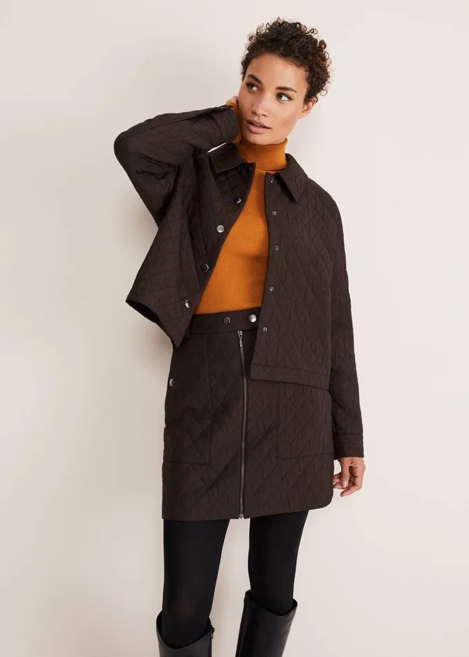 Phase Eight Jackets Chaya Quilted Jacket CoOrd Chocolate 8211 Women