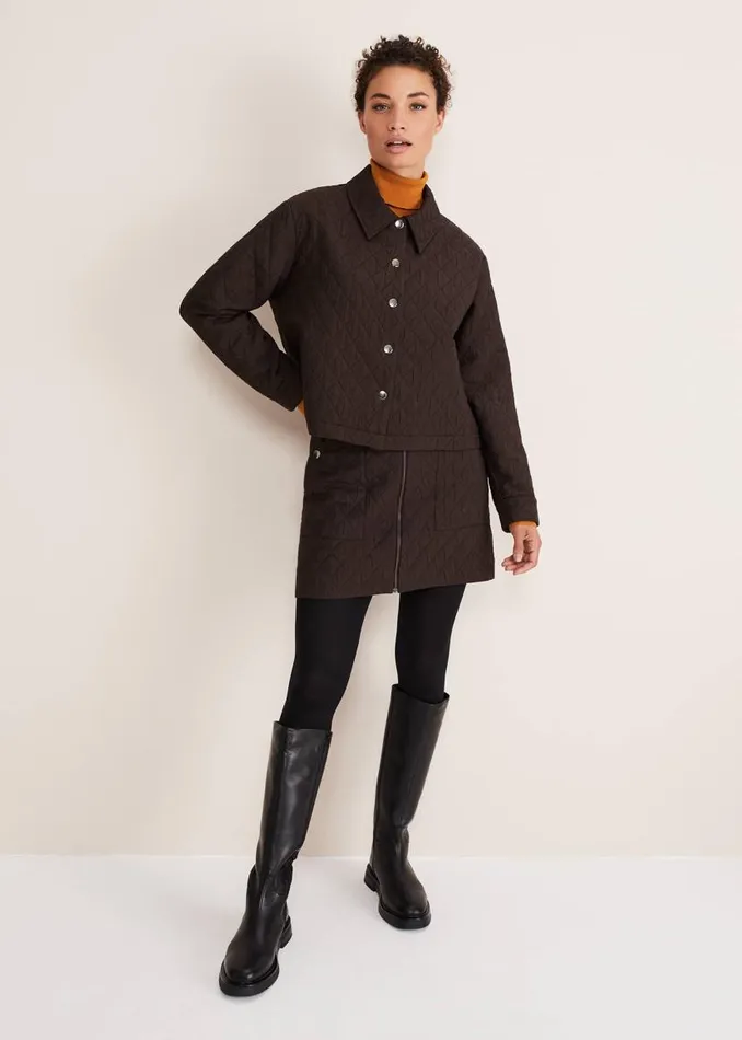 Phase Eight Jackets Chaya Quilted Jacket CoOrd Chocolate 8211 Women