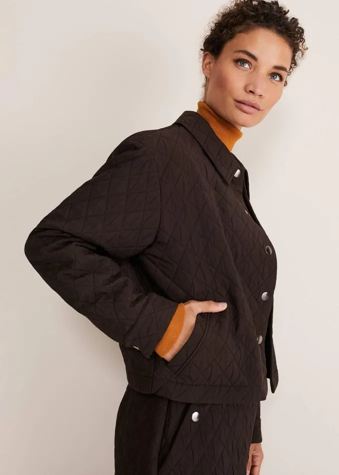 Phase Eight Jackets Chaya Quilted Jacket CoOrd Chocolate 8211 Women