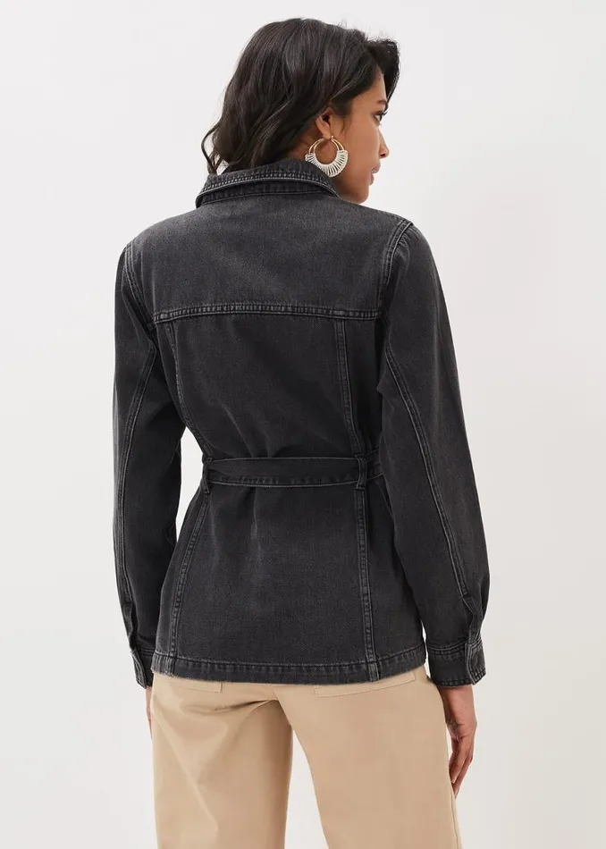 Phase Eight Jackets Jannah Denim Belted Shacket Washed Black 8211 Women