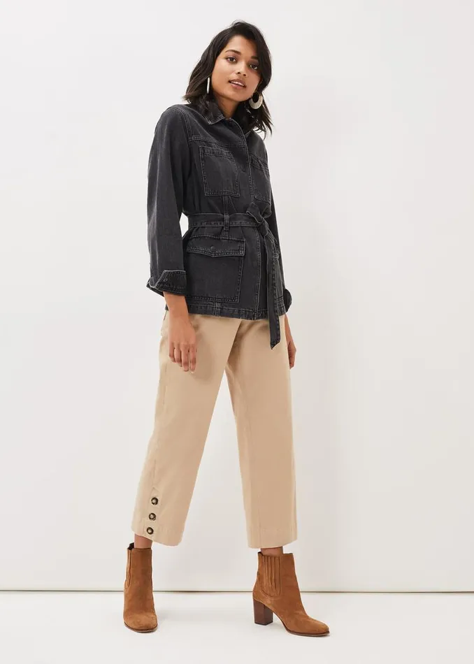 Phase Eight Jackets Jannah Denim Belted Shacket Washed Black 8211 Women