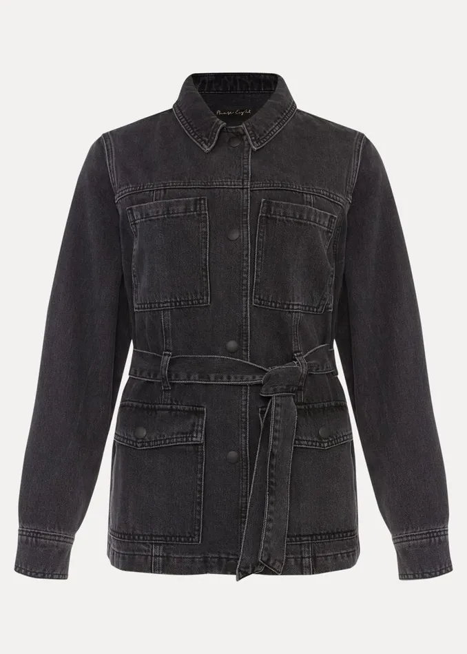 Phase Eight Jackets Jannah Denim Belted Shacket Washed Black 8211 Women