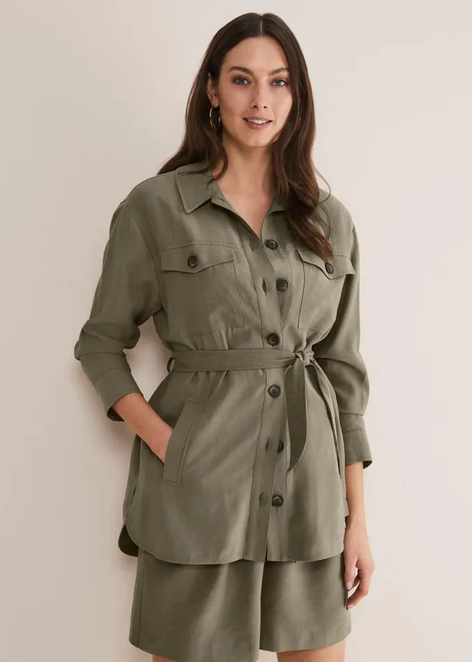 Phase Eight Jackets Leonar CoOrd Shacket Khaki 8211 Women