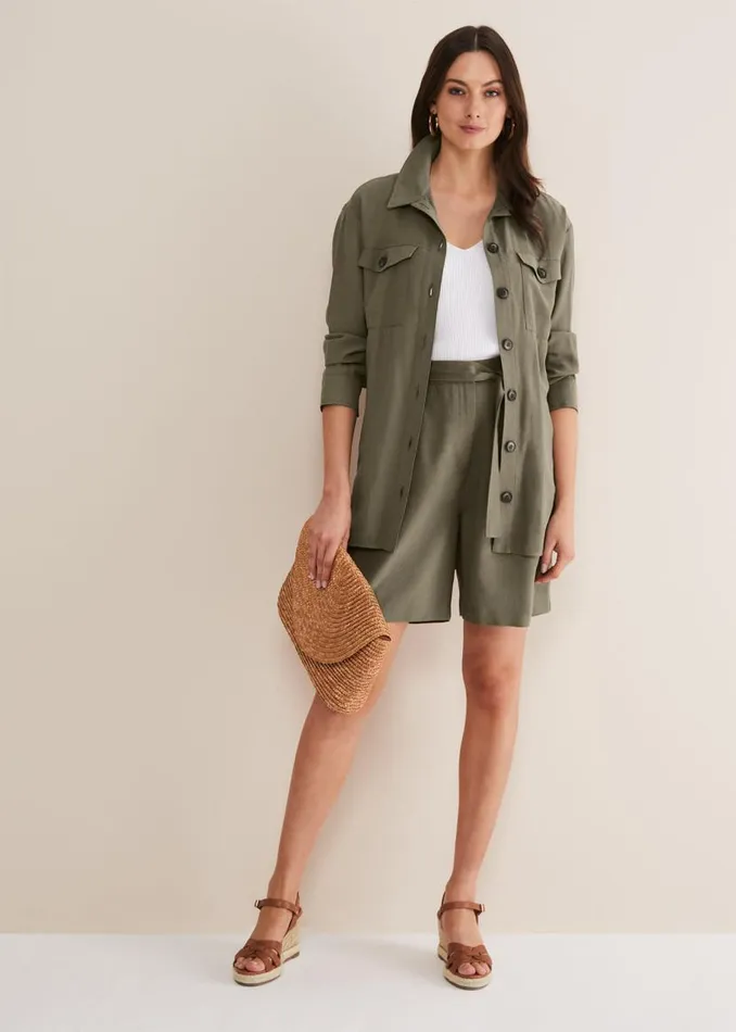 Phase Eight Jackets Leonar CoOrd Shacket Khaki 8211 Women