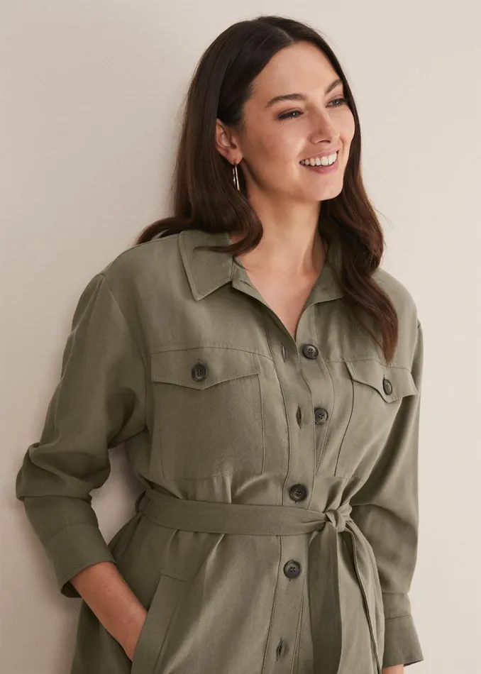 Phase Eight Jackets Leonar CoOrd Shacket Khaki 8211 Women