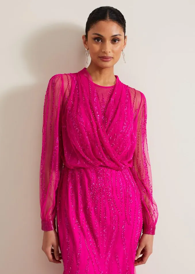 Phase Eight Jackets Lila Beaded Cover Up Fuchsia 8211 Women