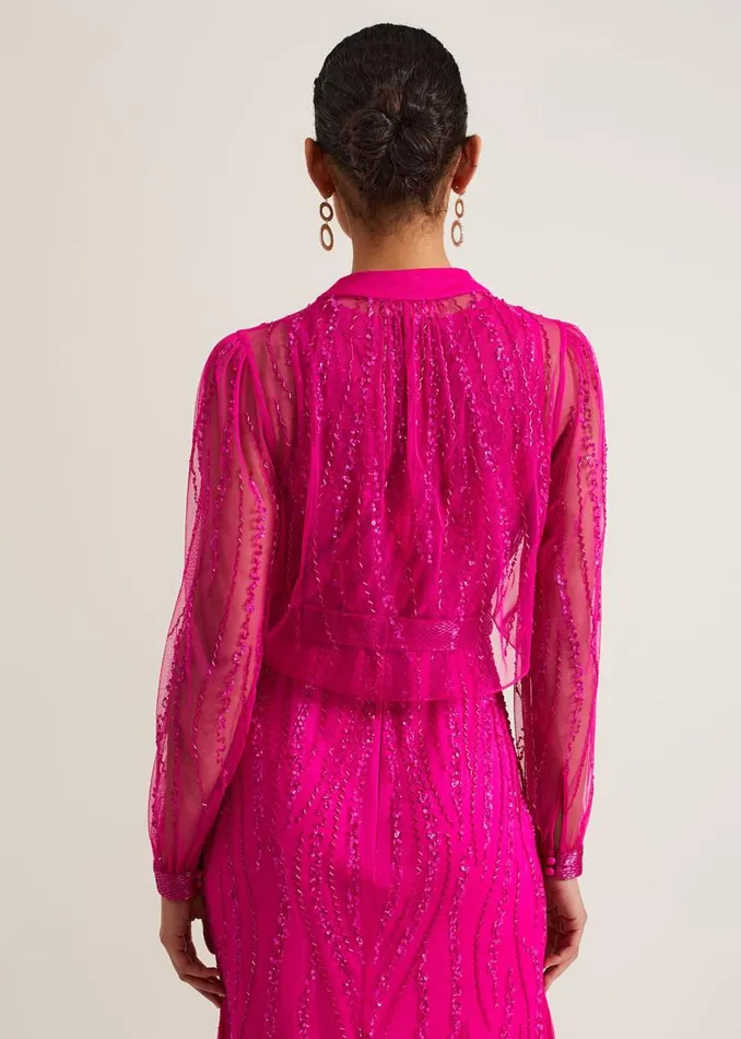 Phase Eight Jackets Lila Beaded Cover Up Fuchsia 8211 Women