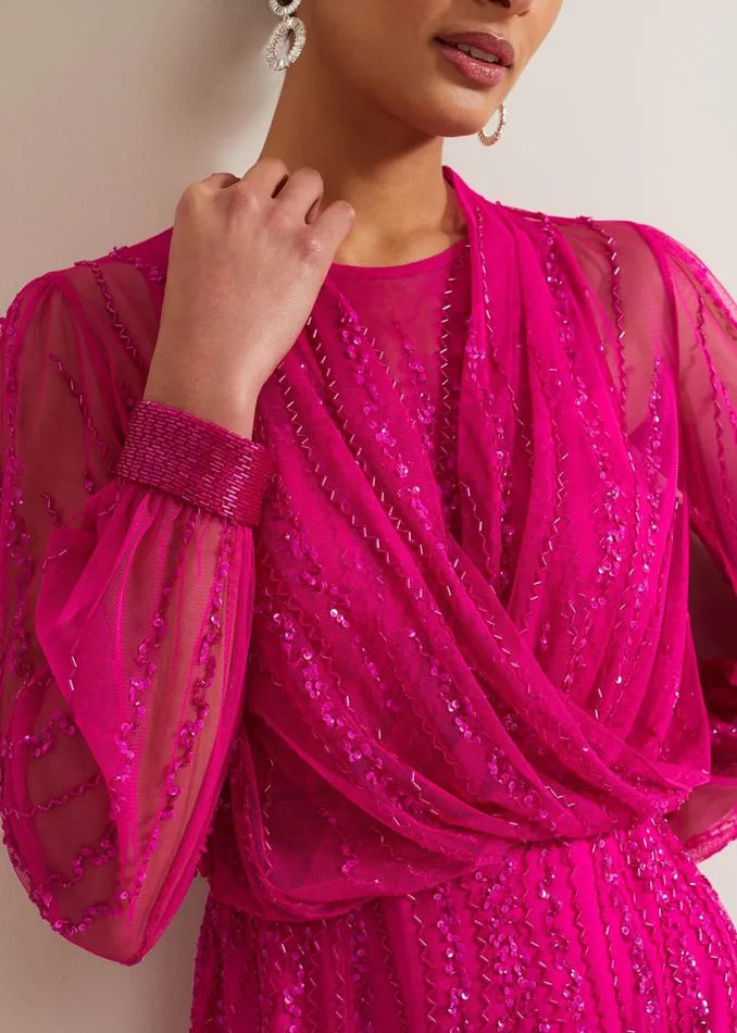 Phase Eight Jackets Lila Beaded Cover Up Fuchsia 8211 Women