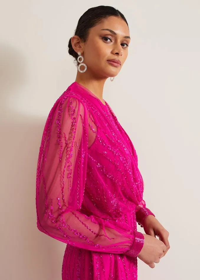 Phase Eight Jackets Lila Beaded Cover Up Fuchsia 8211 Women