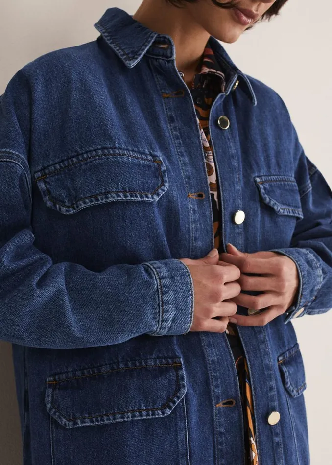 Phase Eight Jackets Tianna Oversized Denim Shacket Denim 8211 Women
