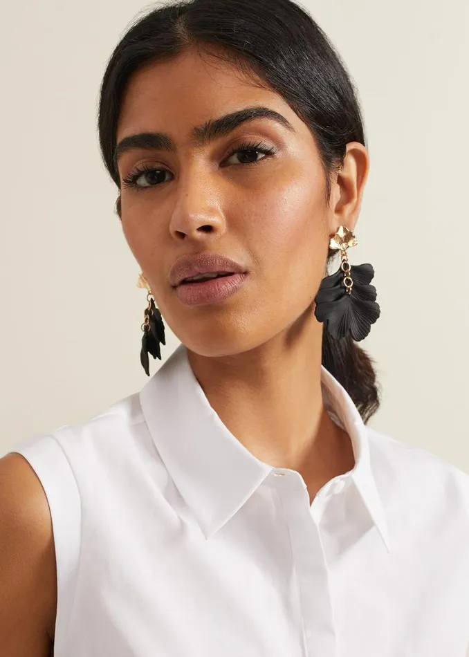 Phase Eight Jewellery Black Statement Shell Drop Earrings Black 8211 Women