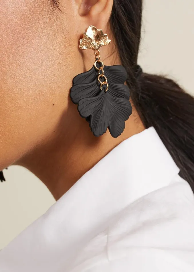 Phase Eight Jewellery Black Statement Shell Drop Earrings Black 8211 Women