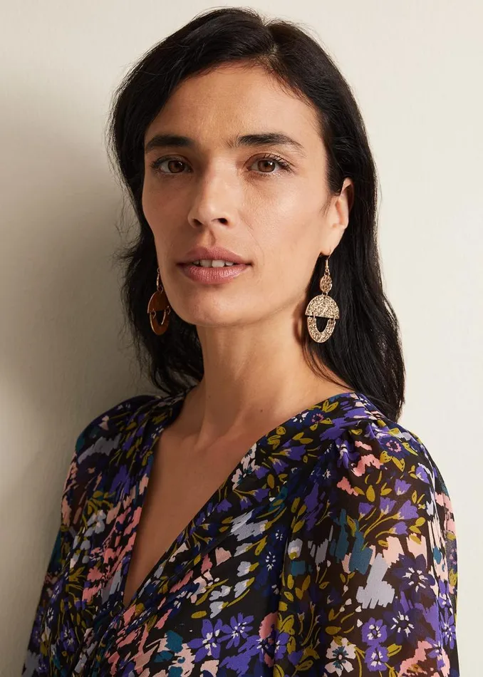 Phase Eight Jewellery Gold Textured Drop Earrings Gold 8211 Women