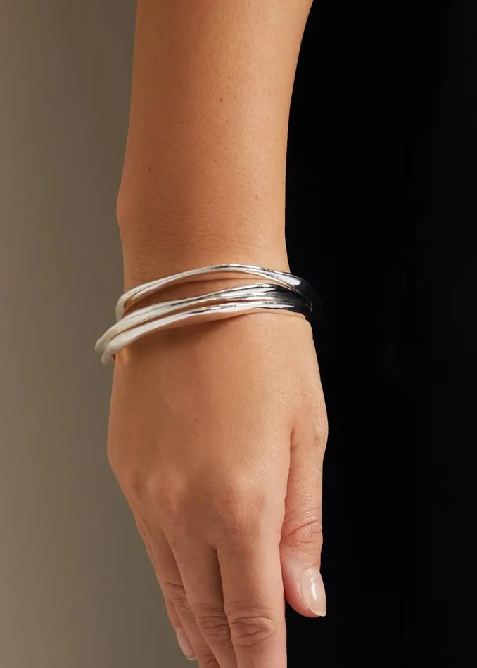 Phase Eight Jewellery Irregular Bangle Set Silver 8211 Women