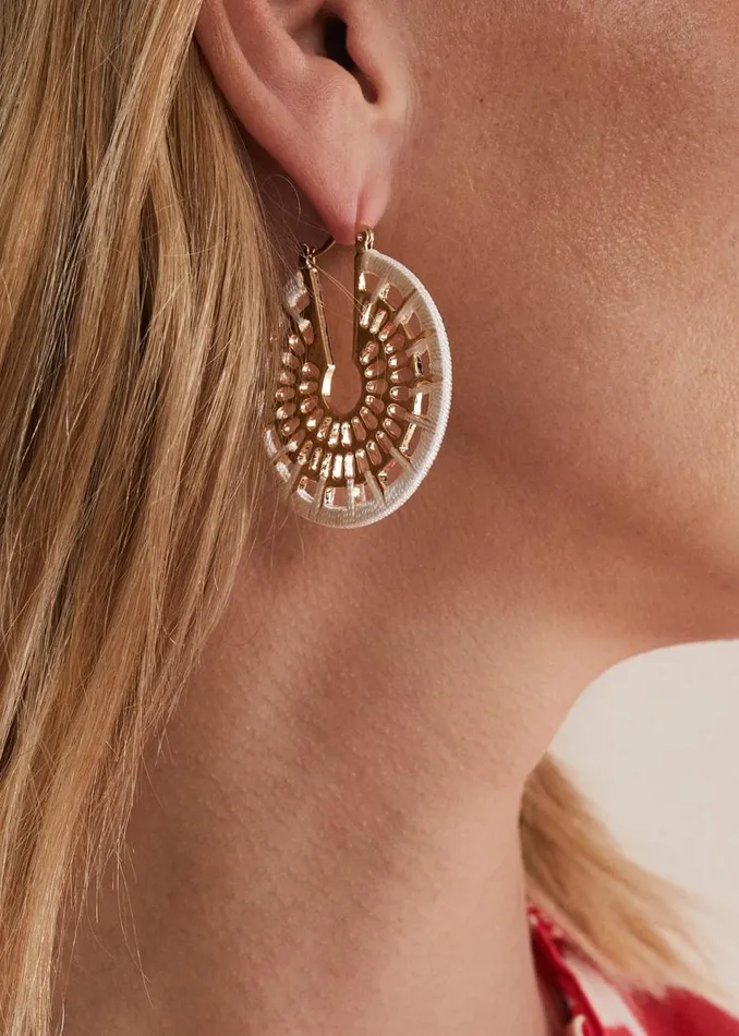 Phase Eight Jewellery Threaded Gold Hoop Earrings Gold 8211 Women