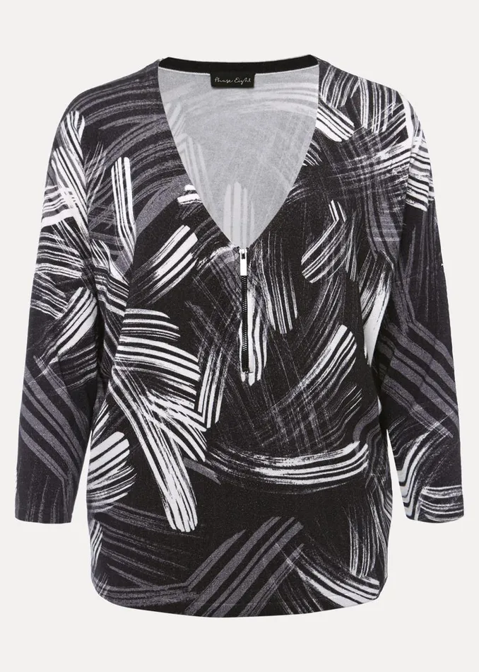 Phase Eight Knitwear Adara Linear Zip Neck Print Jumper Blackmulti 8211 Women Phase Eight Knitwear Adara Linear Zip Neck Print Jumper Blackmulti 8211 Women