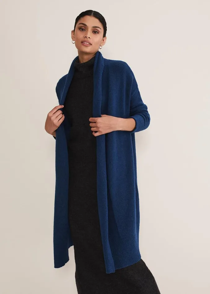 Phase Eight Knitwear Alexa Fluffy Longline Cardigan Dark Teal 8211 Women
