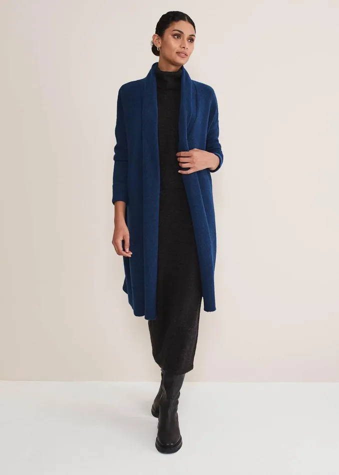 Phase Eight Knitwear Alexa Fluffy Longline Cardigan Dark Teal 8211 Women