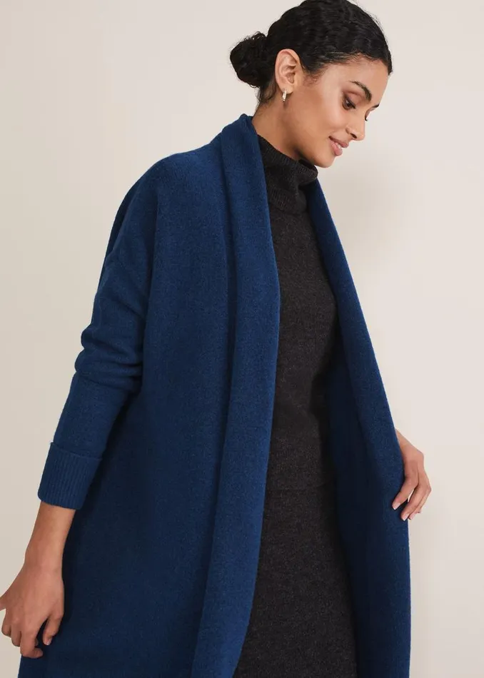 Phase Eight Knitwear Alexa Fluffy Longline Cardigan Dark Teal 8211 Women