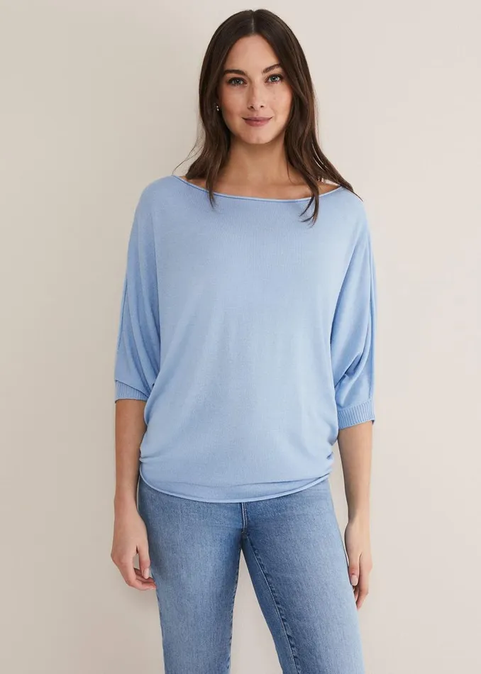 Phase Eight Knitwear Becca Batwing Fine Knit Pale Blue 8211 Women