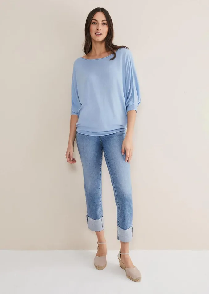 Phase Eight Knitwear Becca Batwing Fine Knit Pale Blue 8211 Women