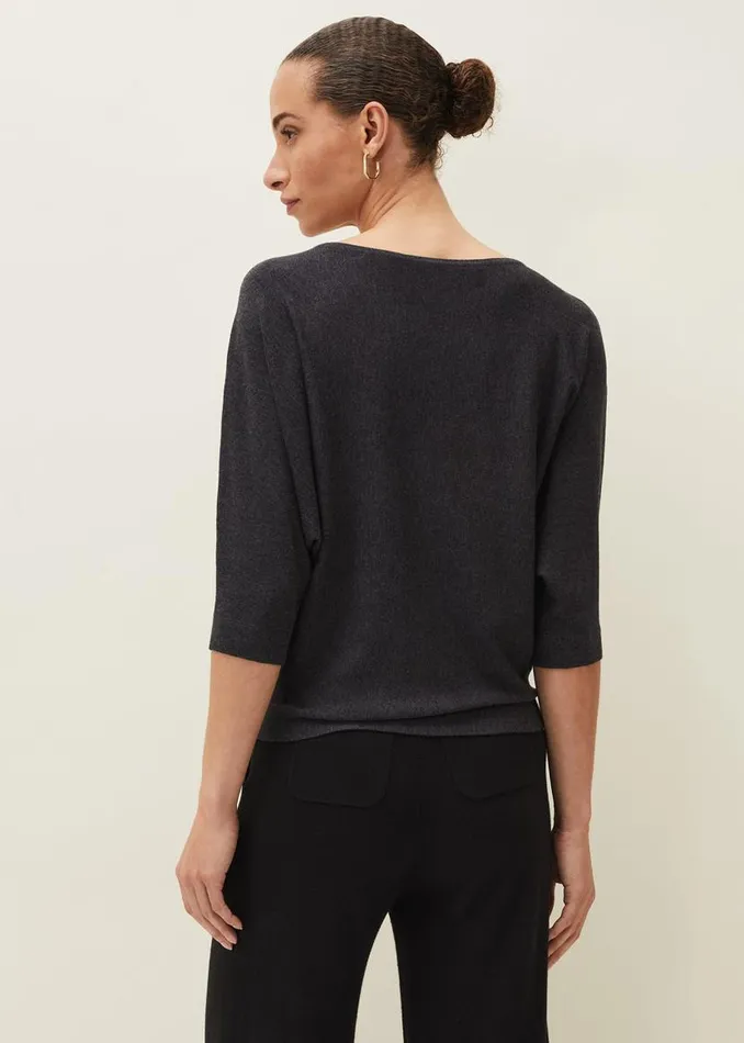 Phase Eight Knitwear Cristine Batwing Fine Knit Jumper Charcoal 8211 Women